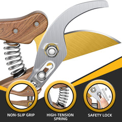 Decerk textured wood-grain handle detail offering improved non-slip grip