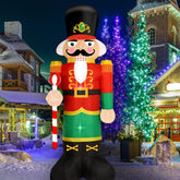 DECFINE front view of inflatable nutcracker Santa showing festive design and curb appeal