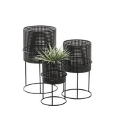 deco 79 front view of three geometric planters, modern statement