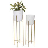 deco 79 front view of white planters set showcasing elegant height and balance