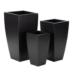 deco 79 front view of three dark gray planters showing modern balance