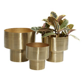 deco 79 gold planter set front view showing three sizes and glam finish