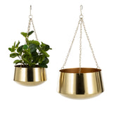deco 79 gold planters front view showing glam metallic finish and shape benefit adds shine