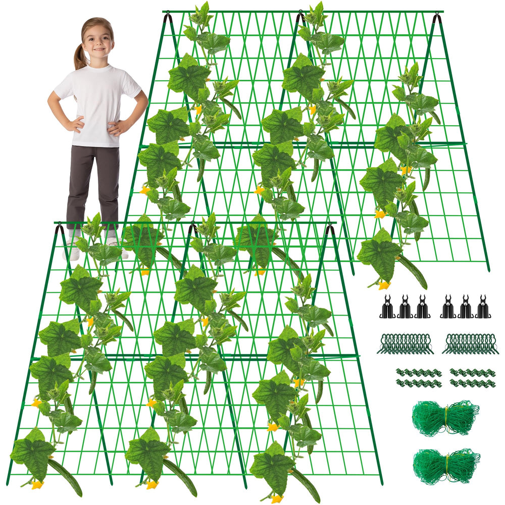 DECOHS front view of assembled A-frame trellis showing neat vertical support and easy harvest