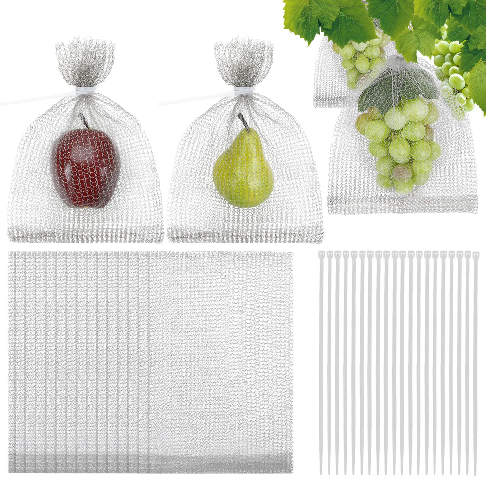 DECYOOL front view of 30-pack fruit mesh bags showing contents and organization benefit
