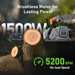 DEHANTOOLS battery attached to saw showing cordless convenience and quick swap benefit