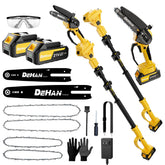 DEHANTOOLS pole saw front view showing complete kit and controls for easy operation