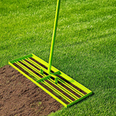 deli rake front view showing stainless head and overall tool for easy identification and durability