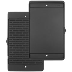 DELSbbq griddle front showing fit and porcelain finish for easy cleanup