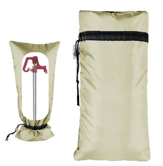 DEMEDO front view showing full-length sand-colored faucet cover protecting hydrant
