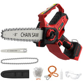 DEMIMA mini chainsaw front view showing compact body and control for easy handling