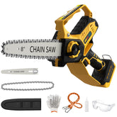 DEMIMA front view of mini chainsaw showcasing compact design and controls for easy handling