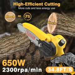 denqir cutting a branch in garden demonstrating fast pruning and low vibration