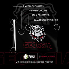 Desert Cactus UGA flag metal grommet and reinforced header for secure mounting
