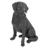 Design Toscano front view of black Labrador statue showing lifelike pose and charm
