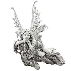 Design Toscano front view of fairy statue showing serene pose and garden charm