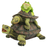 Design Toscano front view of frog and turtles spitter showing garden charm