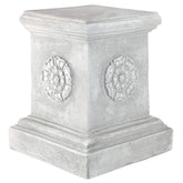 Design Toscano front view plinth showing full antique stone finish and elevation benefit
