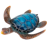 Design Toscano front view showing blue turtle statue and glossy finish benefit