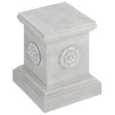 Design Toscano front view of rosette plinth showing classical profile and stable base