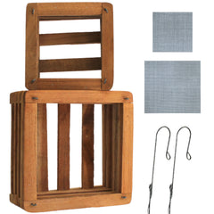 DESQUIGGLE front view of teak orchid basket showing slatted airflow benefit