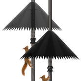 Detoypapa front view baffle on pole showing secure pole fit and bird protection