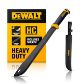 DEWALT machete front profile showing full-tang blade and balance benefits