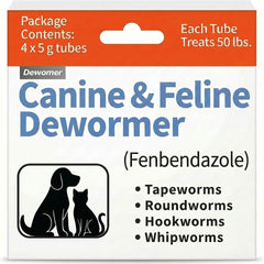 Dewomer front packaging showing product and clear dosing information for convenience