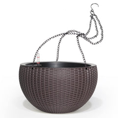 Dexceder brown planter front view showing shape and hanging benefit