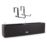 Dexceder window box front view showing brown rattan finish and size benefits