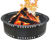 DFLU fire ring front view showing full 36-inch insert and clear benefit of clean flames