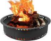 DFLU front view of 31-inch fire pit ring showing sturdy round shape and vents, durable design benefit