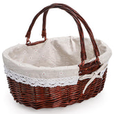 Dicunoy front view of wicker basket showing open top and roomy interior for easy packing