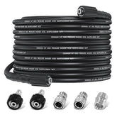 DiDiWash front view of 50ft pressure washer hose showing packaging and length benefit