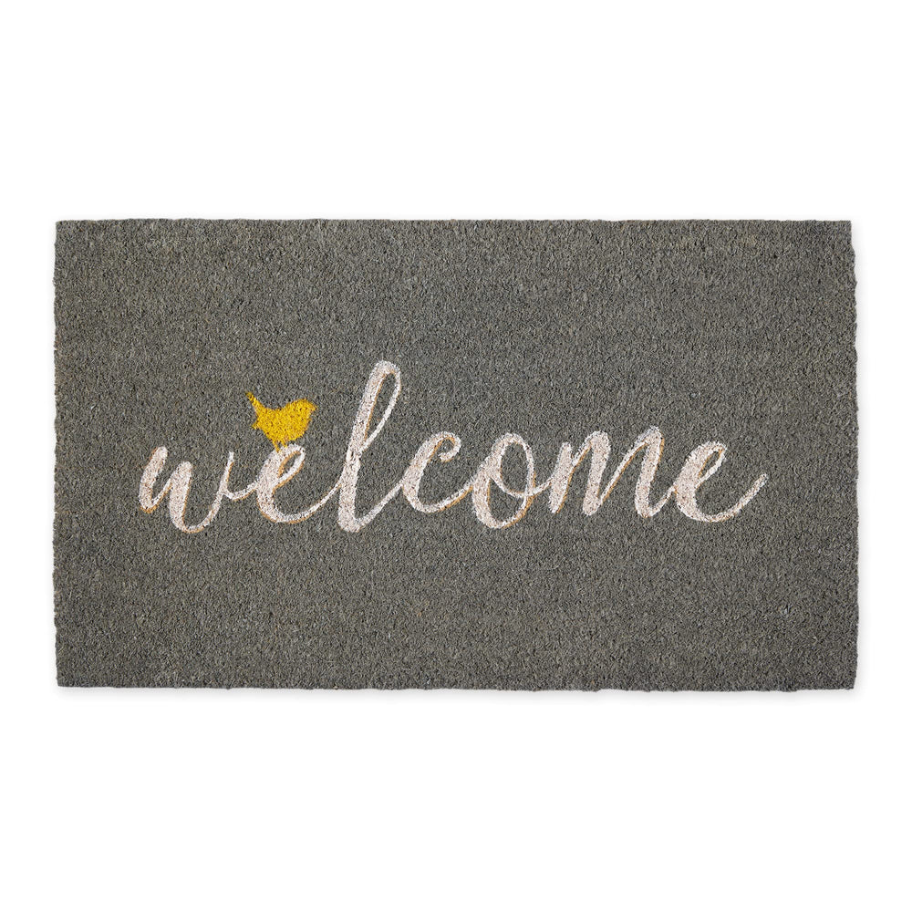 DII coir doormat front view with bird design welcoming guests and reducing dirt