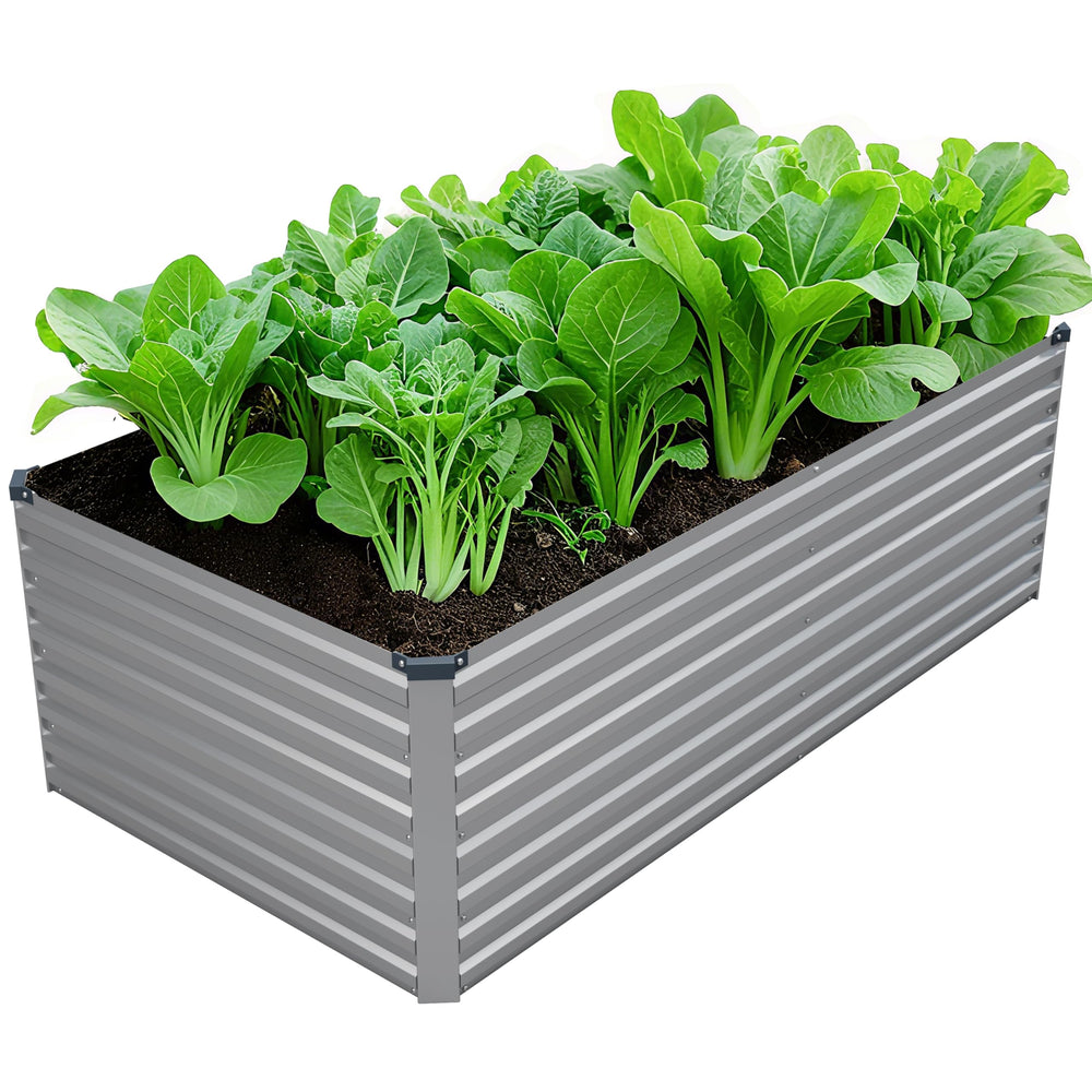 DIIYIV front view of assembled galvanized planter showing durable structure and space