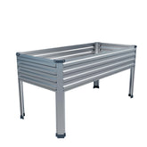 DIIYIV front view of galvanized raised garden bed showing sturdy frame and tidy planting area