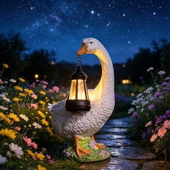 DiliComing front view goose statue providing charming porch decor