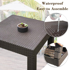 DIMAR GARDEN table in use on patio with drinks and books demonstrating functional outdoor surface