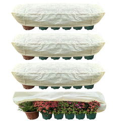 DINGBAI front view of frost cover fitted on a rectangular planter showing protection