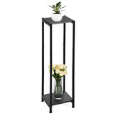 Dipion front view black two-tier plant stand showcasing elegant display benefits