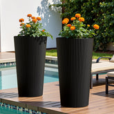 Diyfire front view of tall black planter shows clean silhouette and instant curb appeal