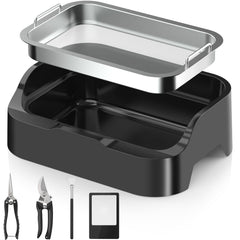 DIYPOP front view of trim tray showing high walls and stable base for tidy work
