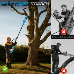 DNLBBO detached mini chainsaw in hand for precise small-branch cutting