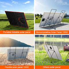 DOKIO tilt stand holding a foldable panel in use for improved charging