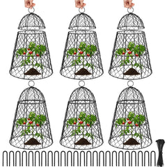 Doksving front view of six cloches protecting garden plants and offering clear coverage