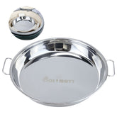 DOLAMOTY drip pan front view showing full stainless steel surface and fit