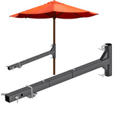 Dolibest front view of hitch-mounted umbrella holder showing stable base and shade benefit