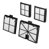 Dolphin fine filter panels front pack showing four genuine replacement filters and branding benefit: reliable fit