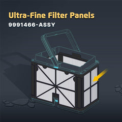 Dolphin filter panel installed in robotic cleaner illustrating easy replacement